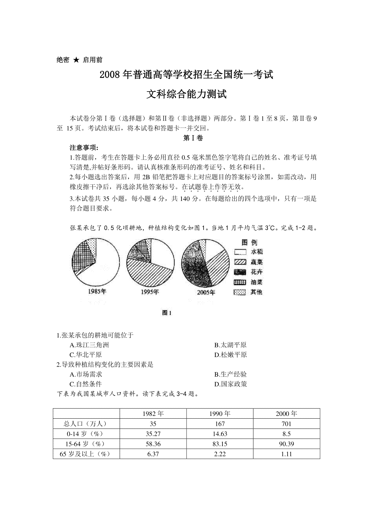 2008年普通高等学校招生全国统一考试【陕西政治真题+答案】