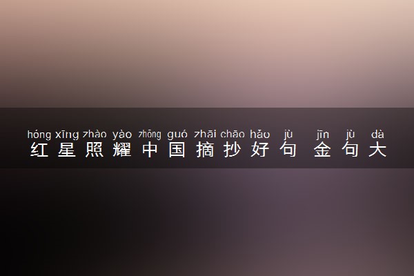 红星照耀中国摘抄好句 金句大全