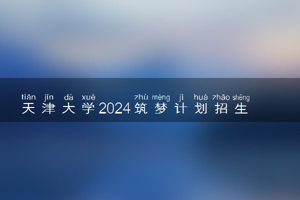 天津大学2024筑梦计划招生简章 招生专业及计划