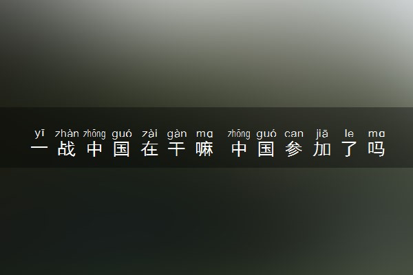 一战中国在干嘛 中国参加了吗