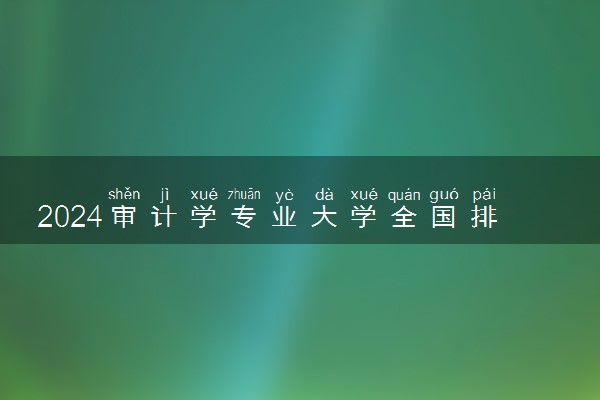 2024审计学专业大学全国排名及录取最低分数线