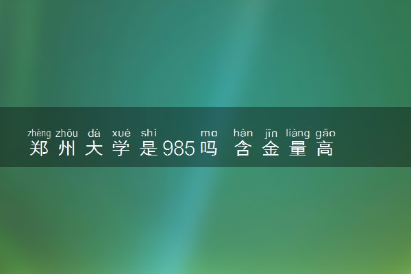 郑州大学是985吗 含金量高吗