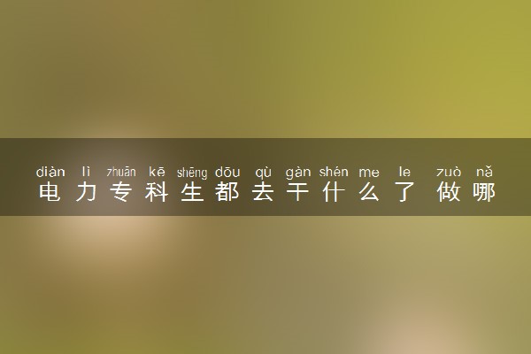 电力专科生都去干什么了 做哪些工作好