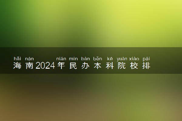 海南2024年民办本科院校排行榜 最好的大学名单