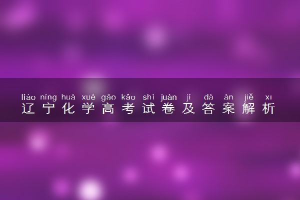 辽宁化学高考试卷及答案解析 (2024考后更新)