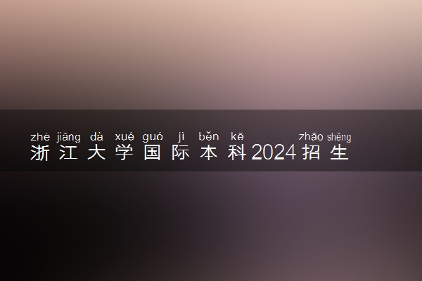 浙江大学国际本科2024招生简章
