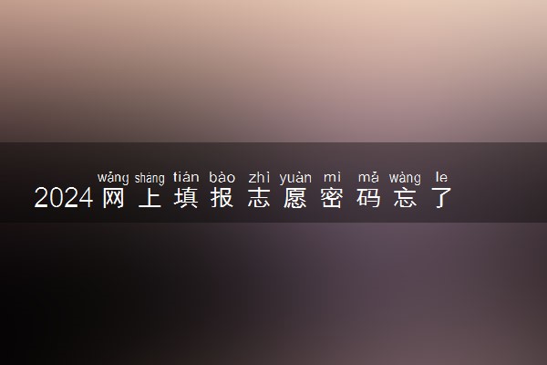 2024网上填报志愿密码忘了怎么办 如何找回密码