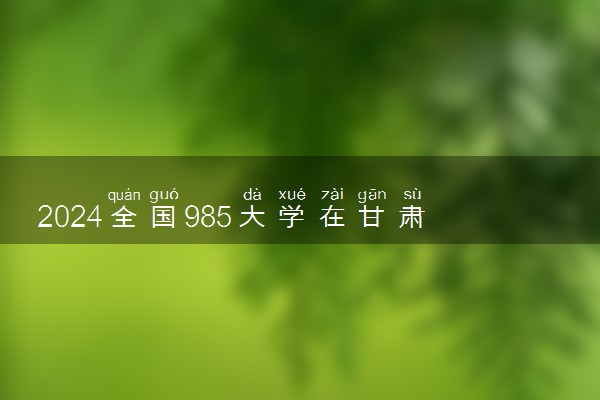 2024全国985大学在甘肃招生计划及录取分数线