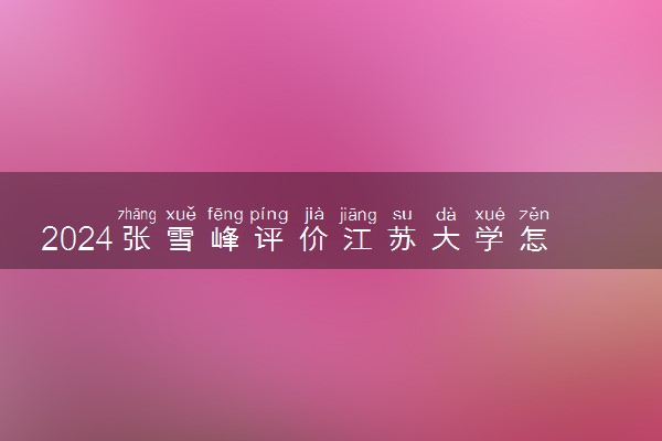 2024张雪峰评价江苏大学怎么样 什么档次多少分能上