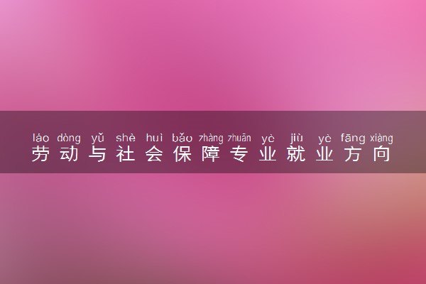 劳动与社会保障专业就业方向 2024能做什么工作