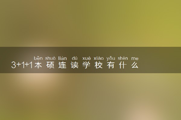 3+1+1本硕连读学校有什么 国家承认学历吗