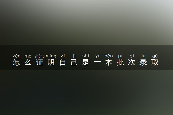 怎么证明自己是一本批次录取 2024有几个录取批次