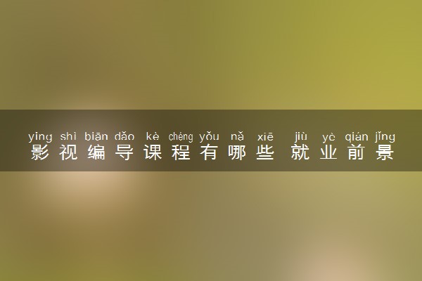 影视编导课程有哪些 就业前景好吗
