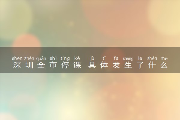 深圳全市停课 具体发生了什么