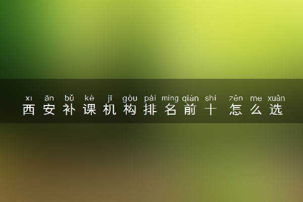 西安补课机构排名前十 怎么选补课班
