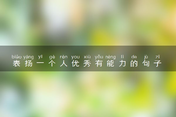 表扬一个人优秀有能力的句子 赞美别人的语句简短