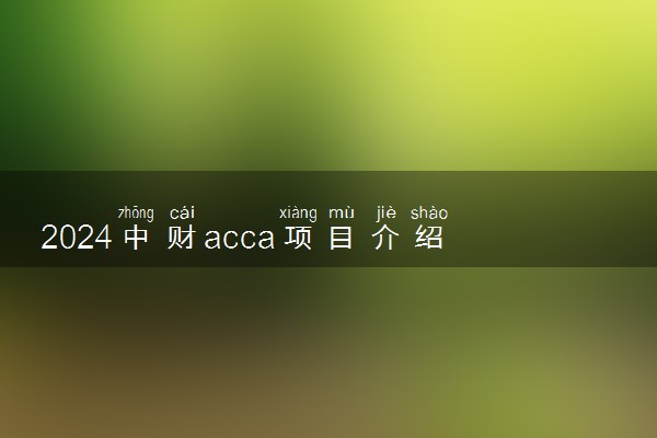 2024中财acca项目介绍 在国内含金量多高