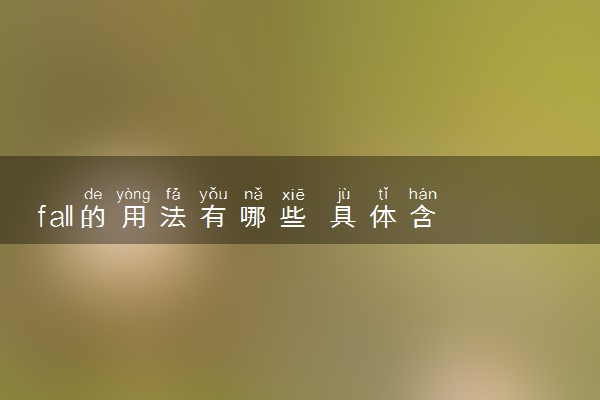 fall的用法有哪些 具体含义是什么