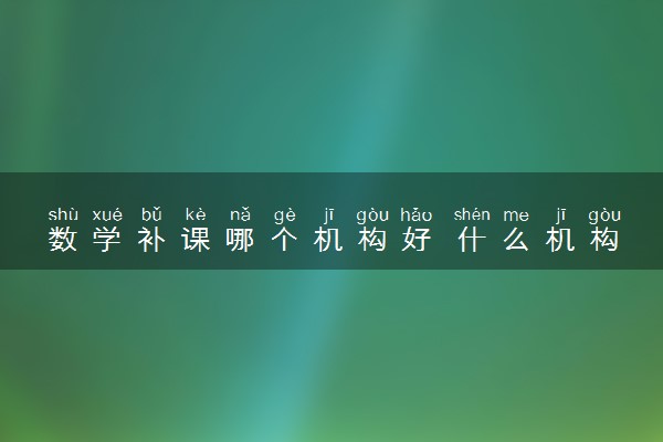 数学补课哪个机构好 什么机构推荐