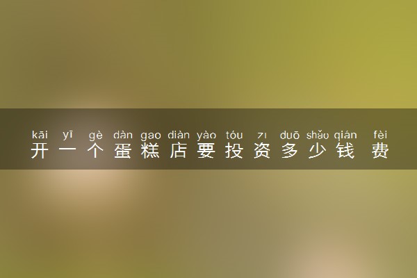 开一个蛋糕店要投资多少钱 费用高吗