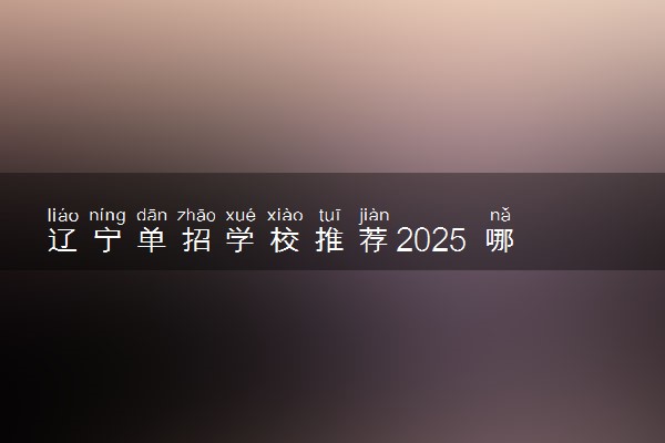 辽宁单招学校推荐2025 哪些院校比较好