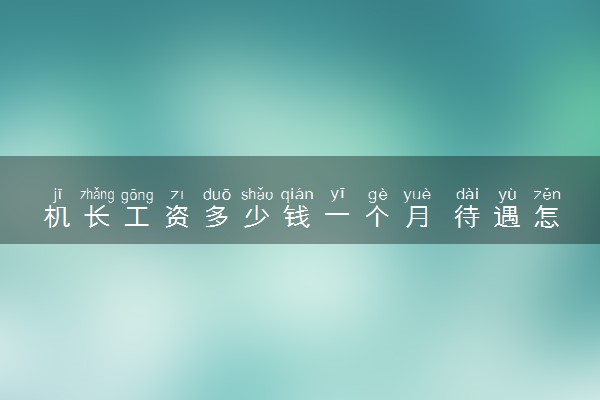 机长工资多少钱一个月 待遇怎么样
