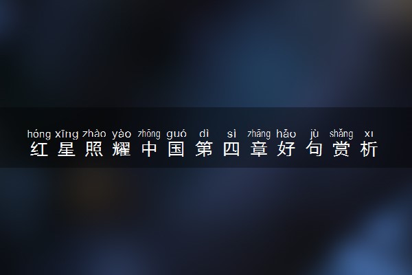 红星照耀中国第四章好句赏析 有哪些优美句子