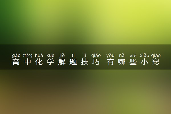 高中化学解题技巧 有哪些小窍门