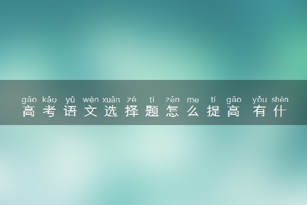 高考语文选择题怎么提高 有什么技巧