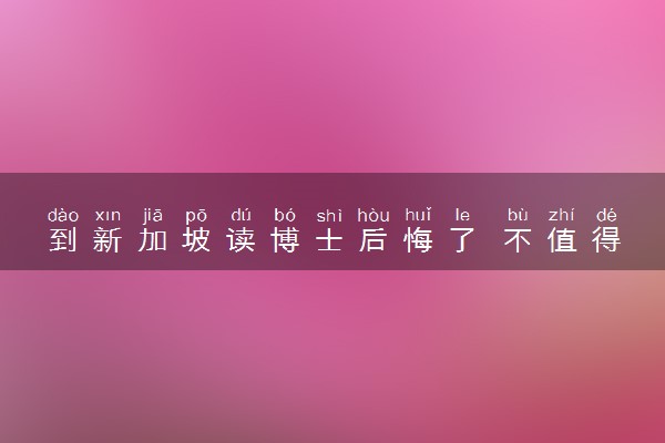 到新加坡读博士后悔了 不值得读吗