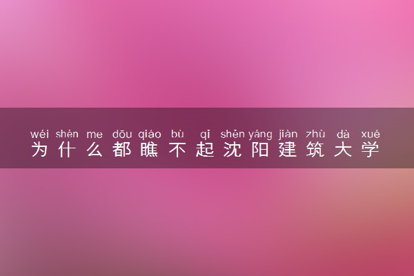 为什么都瞧不起沈阳建筑大学 学校实力怎么样