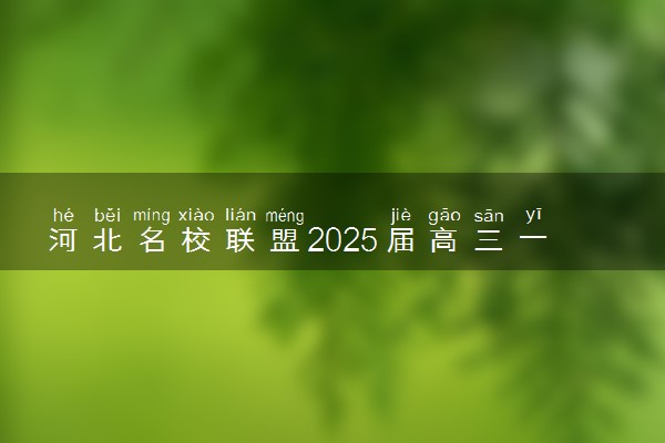 河北名校联盟2025届高三一轮收官验收联考各科试题及答案