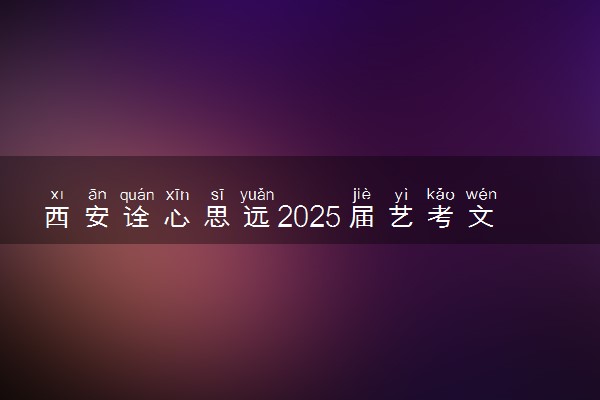 西安诠心思远2025届艺考文化课补习招生计划