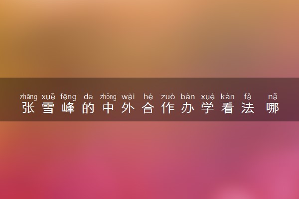 张雪峰的中外合作办学看法 哪些人适合读