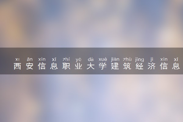 西安信息职业大学建筑经济信息化管理专业怎么样 录取分数线多少