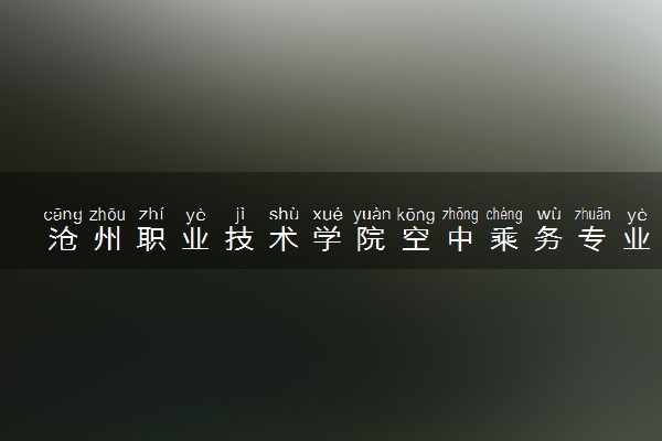 沧州职业技术学院空中乘务专业怎么样 录取分数线多少