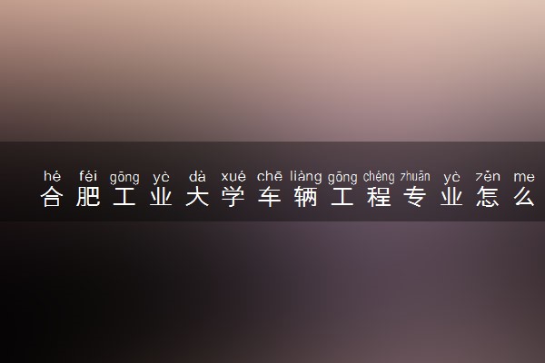 合肥工业大学车辆工程专业怎么样 录取分数线多少