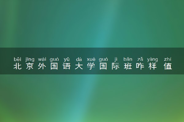 北京外国语大学国际班咋样 值不值得上