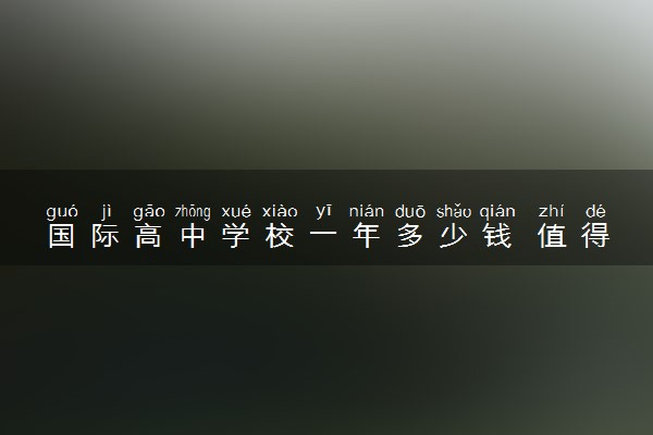 国际高中学校一年多少钱 值得去读吗