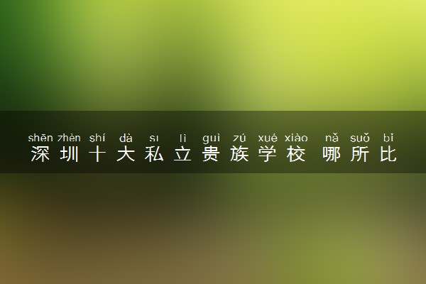 深圳十大私立贵族学校 哪所比较好
