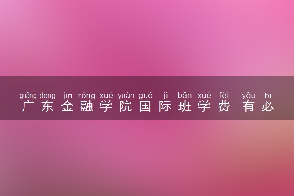 广东金融学院国际班学费 有必要读吗