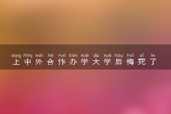 上中外合作办学大学后悔死了 为什么这么说
