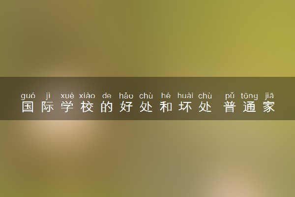 国际学校的好处和坏处 普通家庭能去吗