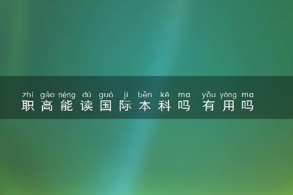 职高能读国际本科吗 有用吗