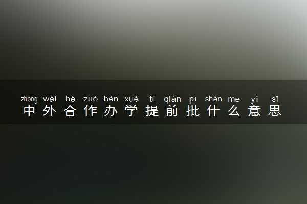 中外合作办学提前批什么意思 有哪些大学