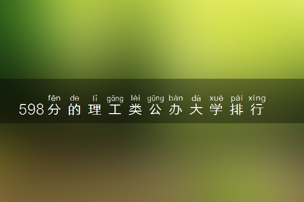 598分的理工类公办大学排行榜（2025考生参考)