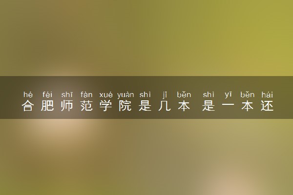 合肥师范学院是几本 是一本还是二本大学