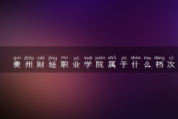 贵州财经职业学院属于什么档次 学校好不好