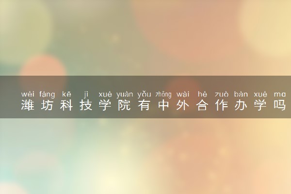 潍坊科技学院有中外合作办学吗 录取分数线是多少