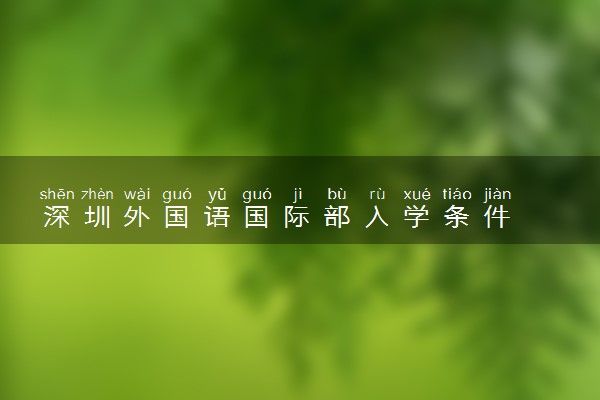 深圳外国语国际部入学条件